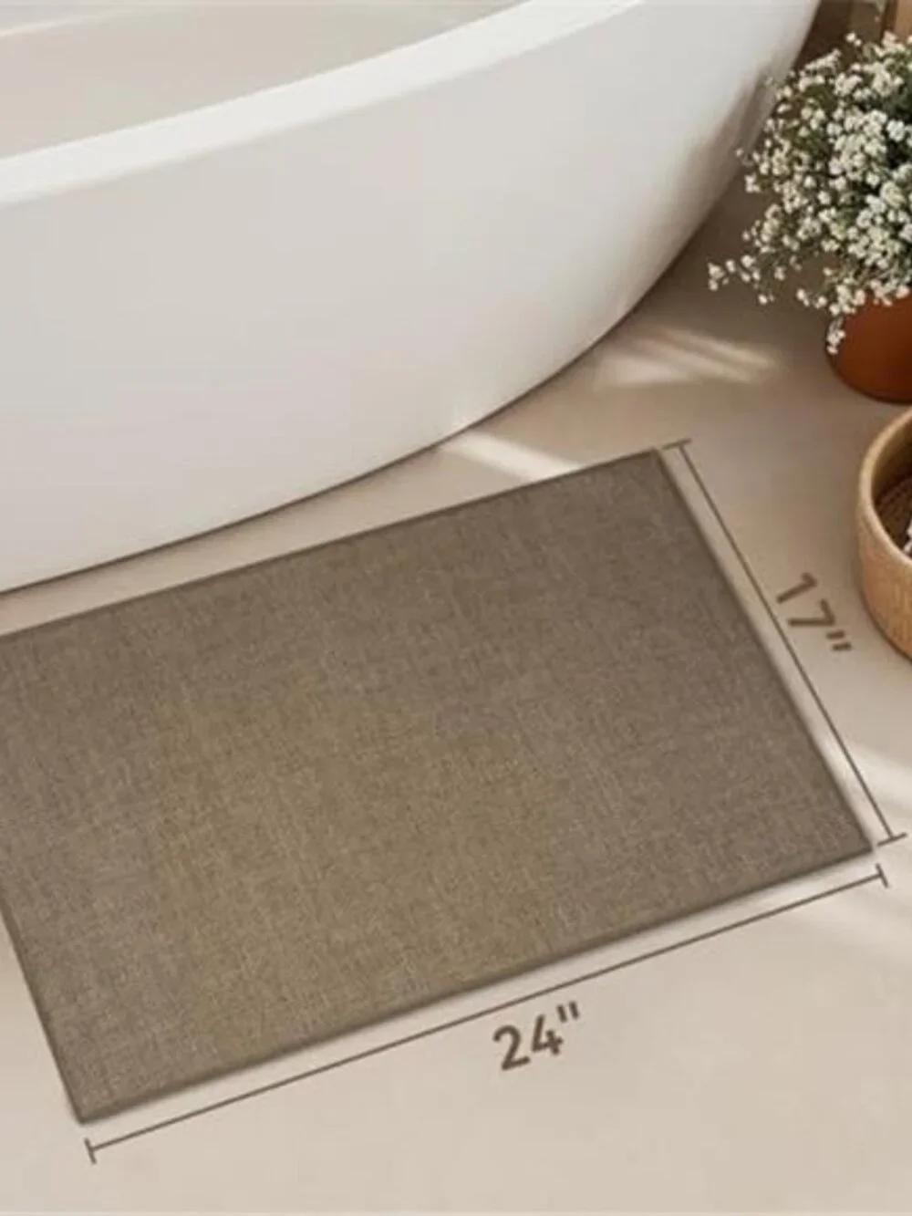Thin Bath Mat Non Slip Quick Dry Absorbent Bathroom Rug Washable